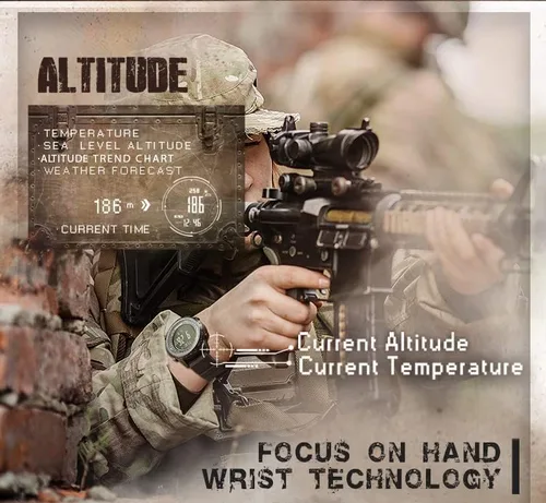 Vista 4 de Pafusen Reloj digital deportivo al aire libre, relojes tácticos para hombres, relojes para hombre, reloj de pulsera táctico negro, relojes militares