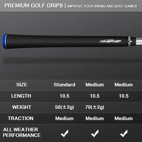 Vista 6 de Empuñaduras de golf multicompuestas, juego de 13, empuñaduras de goma suave para palos de golf, tecnología antideslizante con hilo de algodón