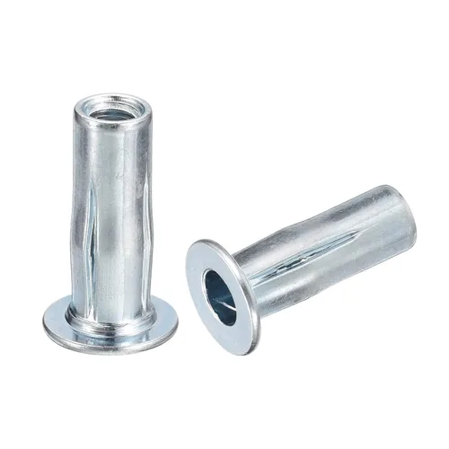 Vista 7 de uxcell Tuercas de remache M4 multiagarre, 5 piezas de vástago preabombado, cabeza plana, tuerca de inserción roscada de acero al carbono más tuercas