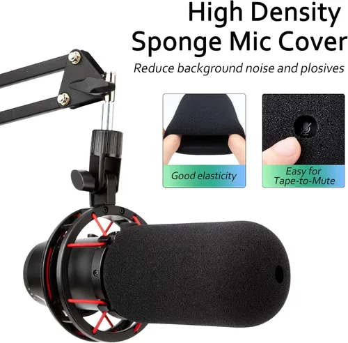 Vista 3 de Para parabrisas Hyperx QuadCast: filtro esponjoso compatible con micrófono Hyperx QuadCast S, cubierta de espuma de micrófono que reduce el ruido