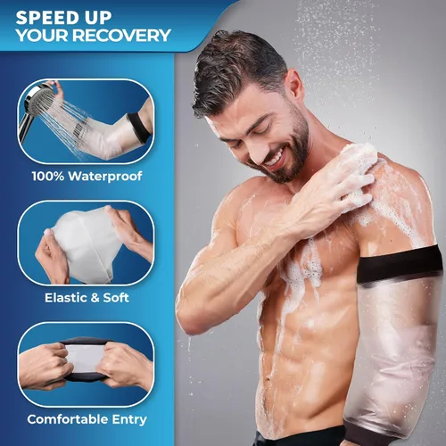 Vista 5 de Blue Shoe Guys Funda Protectora de Manga Reutilizable Impermeable para Línea Picc para la Parte Superior del Brazo, S/M para Protección Adecuada