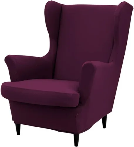 Vista 33 de Fundas para silla Wingback, 2 piezas, fundas elásticas para sillón de ala de color sólido con parte inferior elástica, protector de muebles