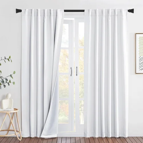 Vista 72 de NICETOWN - Cortinas divisoras con barrera de sonido 100% opacas de 84 pulgadas, cortinas con bloqueo de ruido, calor y frío con forro de tela