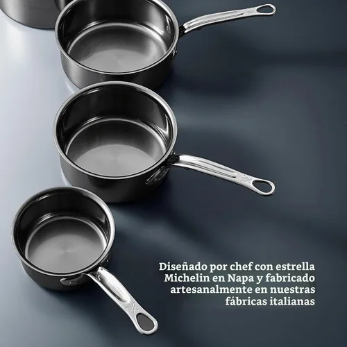 Vista 9 de Hestan - Colección NanoBond - Calentador de mantequilla de titanio de acero inoxidable, compatible con placa de inducción, 0.75 cuartos de galón