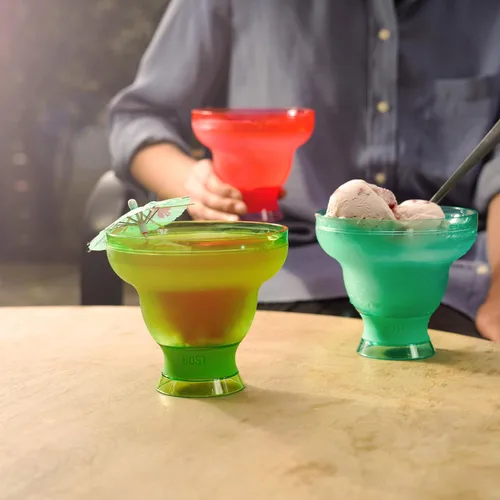 Vista 9 de HOST FREEZE - Vasos de Margarita sin tallo, vasos de cóctel de plástico aislados para bebidas congeladas, vasos enfriadores de doble pared para Azul