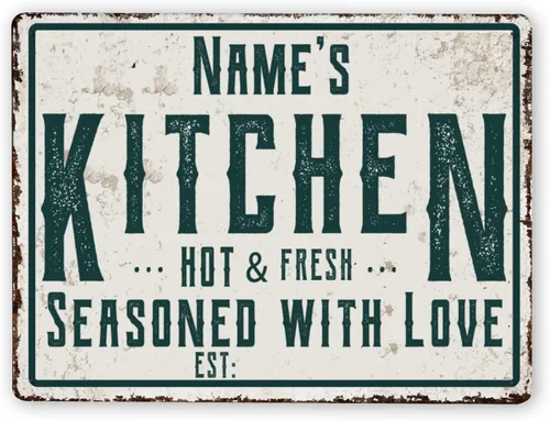 Vista 24 de Letreros de cocina personalizados personalizados para cocina, decoración de pared, letreros de metal para restaurante de mostrador, bar en casa