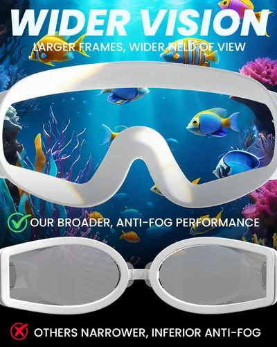 Vista 4 de Paquete de 2 gafas de natación para adultos, hombres y mujeres, protección UV antivaho sin fugas, visión amplia de 180°, visión clara, gafas