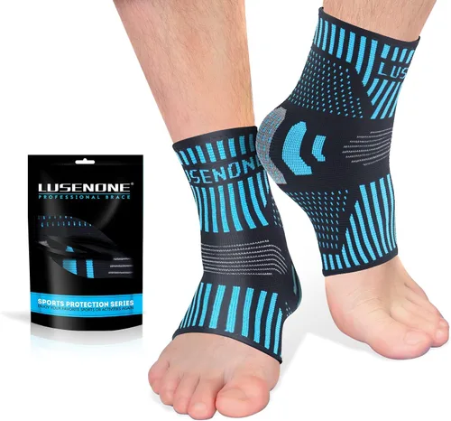 Vista 9 de Lusenone Tobillera de cobre para hombres y mujeres (par), los mejores calcetines de compresión de tobillo para fascitis plantar, esguince