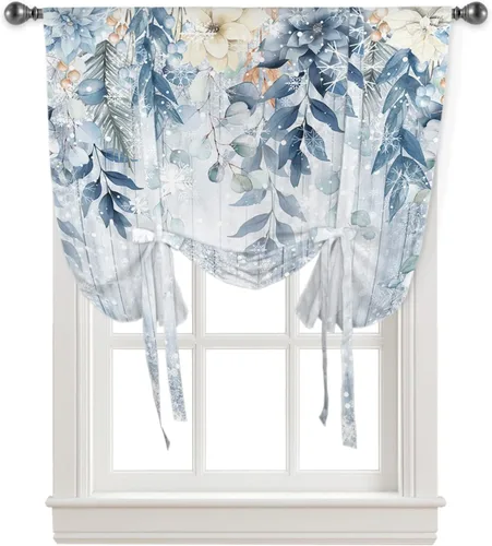 Vista 11 de Cortinas de globo de Navidad de Papá Noel rosa para ventanas, paneles de dormitorio de árbol de Navidad de 54 pulgadas de largo, con aislamiento