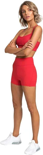 Vista 3 de Trajes de yoga sin costuras para mujer 2 piezas para gimnasio sin mangas tirantes delgados brasier deportivo de cintura alta pantalones cortos