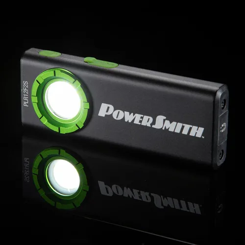 Vista 2 de PowerSmith - Linterna magnética recargable, banco de energía de 1200 lúmenes, linterna plana delgada con carcasa de metal, clip de bolsillo