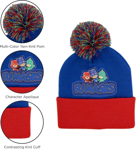 Vista 10 de PJ Masks Conjunto de gorro y mitones de invierno para niños, gorro para niños pequeños