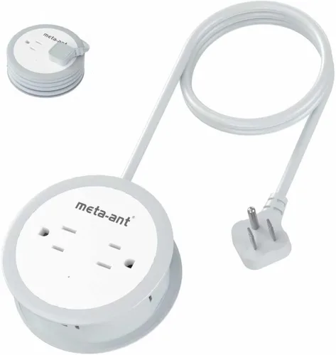 Vista 11 de Divisor de enchufes múltiples, tira de alimentación de cable ultracorto de 0.2 pies de 1625 W, 3 tomacorrientes, 4 USB (2 USB-C), extensor