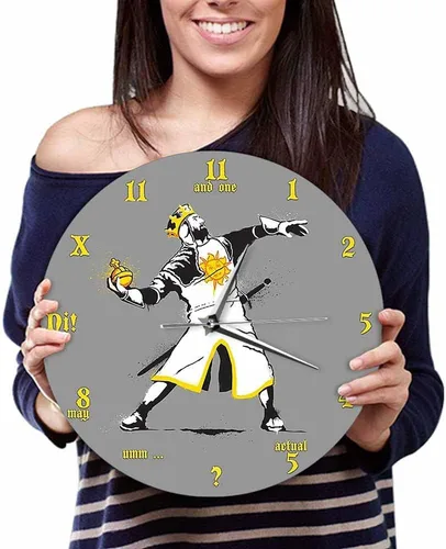 Vista 8 de Geek Alerts Banksy Python 1-2-5 Reloj de pared de cuarzo silencioso inspirado en el Santo de Antioquía, respetuoso con el medio ambiente, funciona