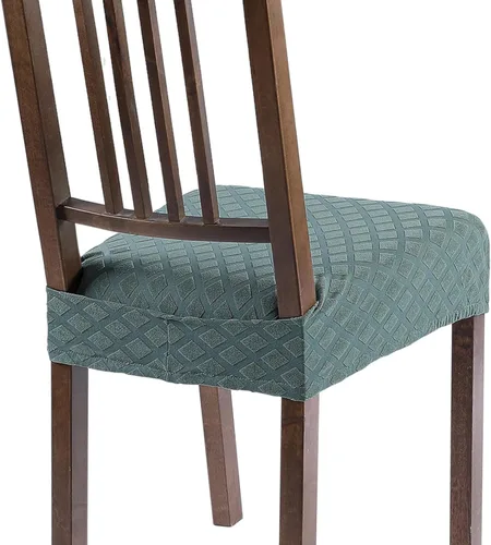 Vista 13 de SearchI Juego de 2 fundas de asiento elásticas para sillas de comedor, suaves, extraíbles y lavables, para sillas de comedor, protector de asiento