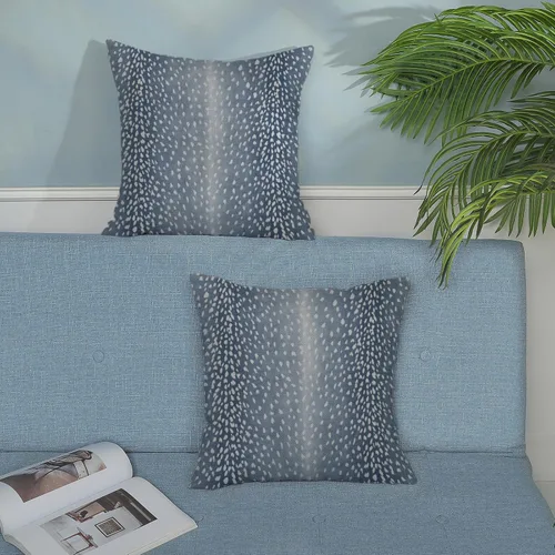 Vista 3 de Fundas de Almohada de Antílope 16x16 Paquete de 2, Fundas de Almohada Decorativas con Estampado de Piel de Animal Azul Marino, Fundas de Almohada