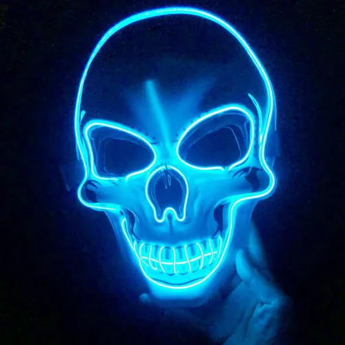 Vista 6 de OceanWings Máscara de Halloween con luz para suministros de recuerdo de fiesta con 3 modos Azul