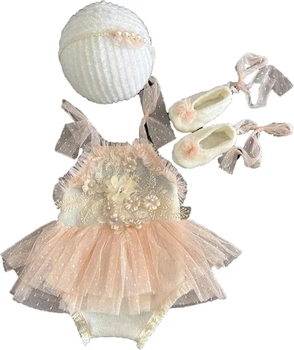 Vista 3 de Trajes de fotografía para recién nacidos, accesorios de fotografía para recién nacidos, diadema de tutú de encaje, traje de sesión de fotos