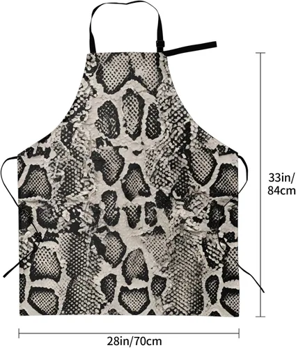 Vista 5 de YANYU Classic Snake Skin Print 28x33 In Kitchen Apron Stylish Chef Apron with Pockets for Cooking Baking Painting