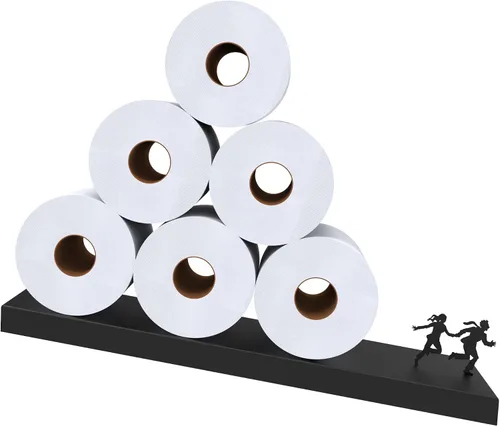 Vista 9 de Artori - Estante flotante de papel higiénico – Decoraciones de pared de baño, soporte de papel higiénico de pared inclinado, organizador