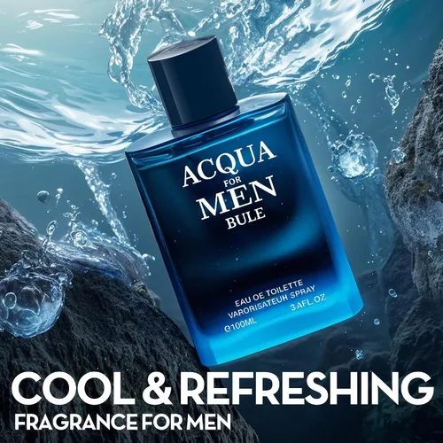 Vista 3 de Acqua para colonia azul para hombre, 3.4 onzas líquidas, Eau De Toilette en espray de larga duración