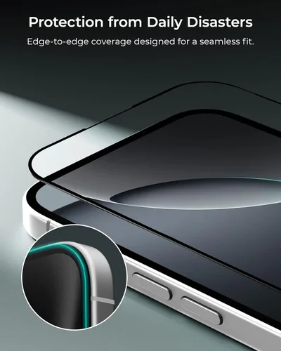 Vista 3 de iOttie Terra - Protector de pantalla de vidrio templado para iPhone 16, grado militar, dureza 9H, inastillable, resistente a los arañazos