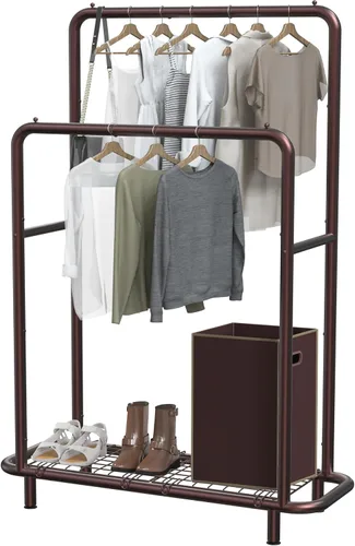 Vista 7 de Simple Houseware Estante de ropa con tubería industrial y estantes
