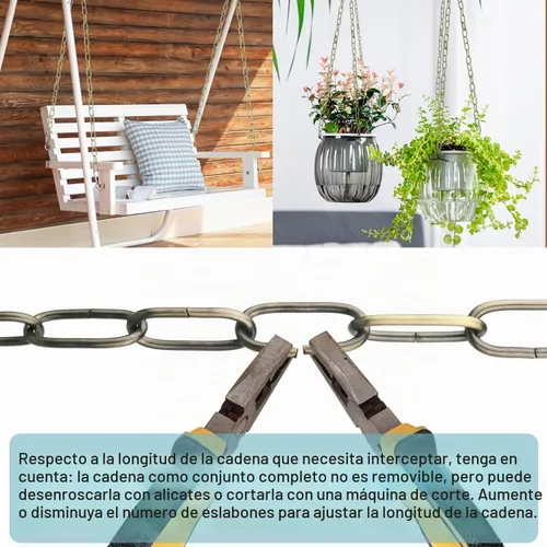 Vista 7 de Helunsi Cadena de iluminación, cadena de lámpara de bronce de 6 pies, extensión de cadena de araña de metal con bloqueo de enlace de conexión