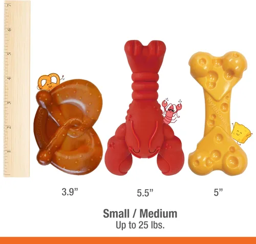 Vista 5 de Nylabone Paquete de juguetes masticables de potencia, juguetes para perros para masticadores agresivos, paquete de 3 Dog chews toys for small dogs
