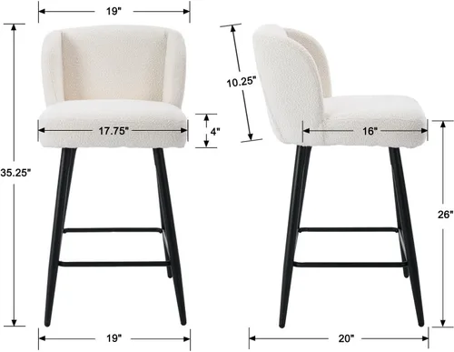 Vista 2 de RIVOVA Taburetes de bar de 26 pulgadas de altura de mostrador con respaldo, juego de 2 taburetes de bar modernos para encimera de cocina, taburetes