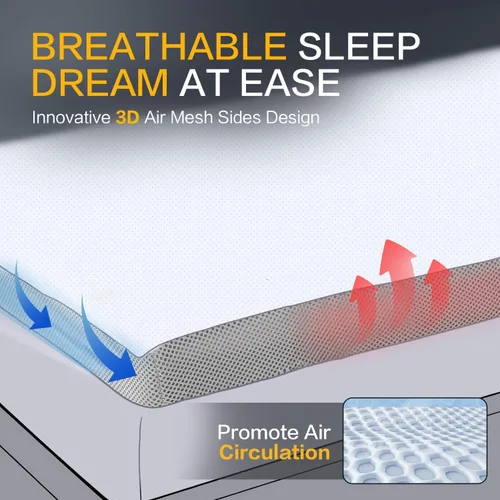 Vista 2 de SAPHREAS Cubrecolchón de espuma viscoelástica de 3 pulgadas tamaño individual con funda de colchón suave y ventilada, cubrecolchón de cama para caja
