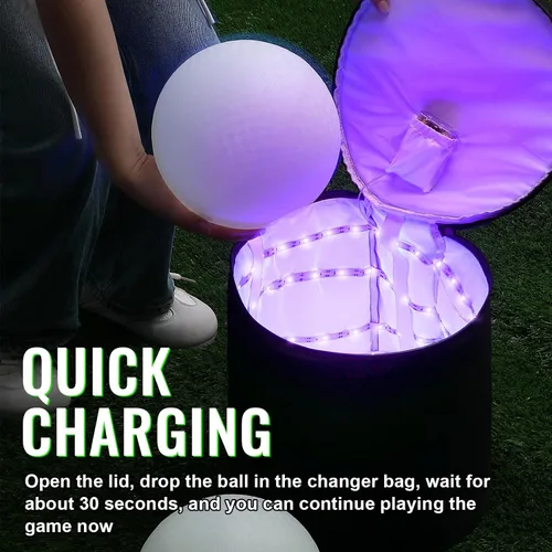 Vista 4 de Hiboom Cargador de luz UV, bolsa de recarga LED grande para brillar en la oscuridad, Kickball Dodgeball fútbol, fútbol, baloncesto, voleibol
