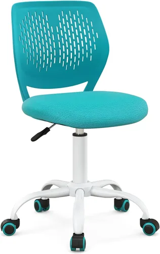 Vista 11 de Topment - Silla giratoria de escritorio de oficina, silla pequeña sin brazos con respaldo hueco, asiento de malla tapizado, construcción resistente