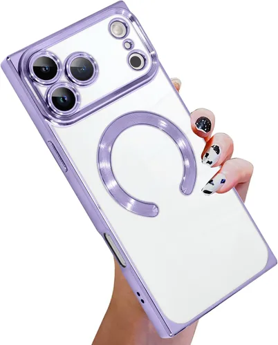 Vista 63 de KANGHAR Funda diseñada para iPhone 12 Pro Magnética Transparente con Protector de Lente de Cámara [Compatible con MagSafe] Diseño de Placado
