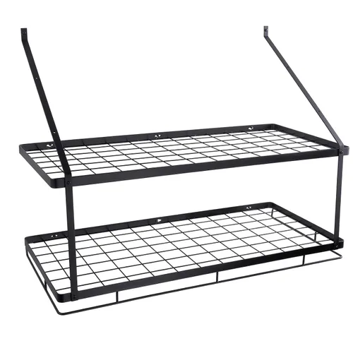 Vista 12 de VEVOR Estante para ollas montado en la pared, estante para colgar ollas y sartenes de 30 pulgadas, colgador de ollas y sartenes con 12 ganchos en S