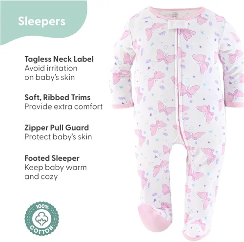 Vista 4 de The Peanutshell Juego de regalo de canastilla para bebé, 30 piezas, ropa de bebé niña recién nacida a 9 meses, mariposa morada