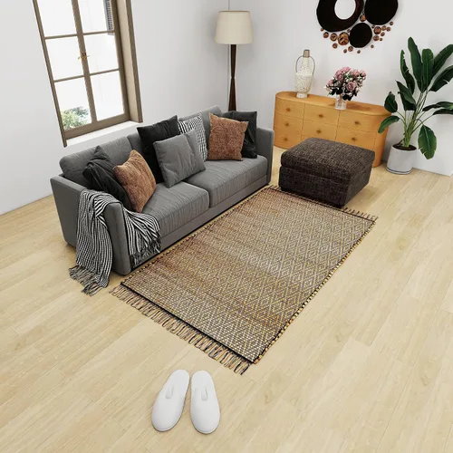 Vista 12 de Eco Crave Alfombra de pasillo de yute de 2,6 x 8 pies – Alfombra de diseño geométrico 100% natural de yute trenzada a mano, alfombra de acento