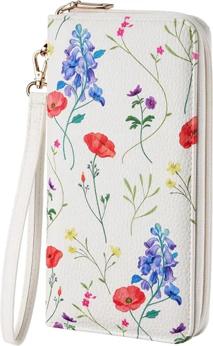 Vista 17 de Cartera clutch de cuero vegano para mujer con cremallera, correa de mano, gran capacidad 01 Cuero Genuino Negro