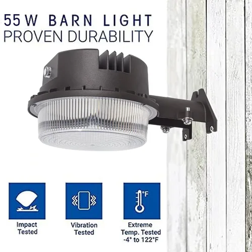 Vista 5 de Luz LED de granero del anochecer al amanecer con fotocélula, 55 W, 7500 lúmenes, 5000 K, incandescente de 500 W, reemplazo HID de 200 W, luz