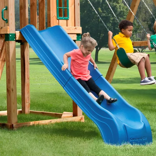 Vista 4 de Swing'n'Slide NE 4701 Tobogán Summit de 2 piezas, Resbaladilla de plástico con forma de cuchara para plataformas de 1.2 m, color azul