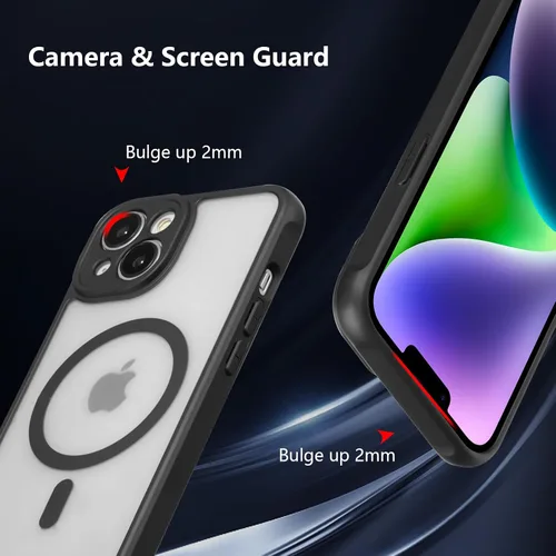 Vista 29 de RALEAVO Funda mate compatible con iPhone 12, delgada, translúcida, esmerilada, parte trasera de policarbonato, protección militar contra caídas
