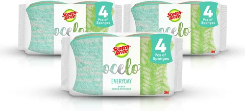 Vista 5 de Scotch-Brite ocelo - Esponjas de limpieza antiarañazos, diseños surtidos, sin arañazos para utensilios de cocina y platos antiadherentes, uso