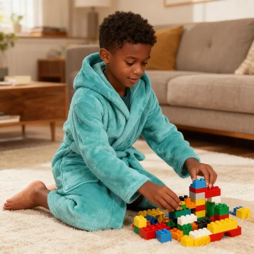 Vista 170 de E.W Apparel Bata de baño de forro polar con capucha para niños, bata suave y mullida para niños pequeños