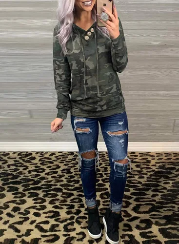 Vista 3 de Dokotoo - Sudaderas casuales de manga larga con capucha para mujer, con cordón y bolsillos