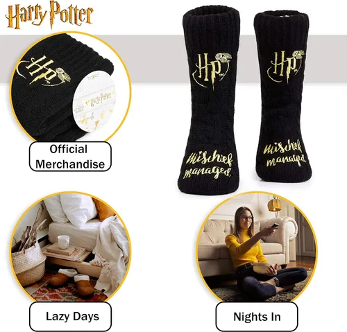 Vista 3 de Harry Potter Slipper Socks, Women Knitted Fluffy Socks, Xmas Stocking Fillers