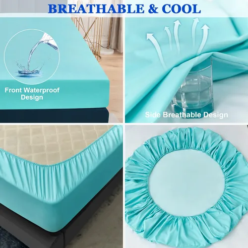Vista 5 de Sufdari Protector de colchón impermeable, funda de colchón tamaño individual para cama, bolsillo profundo de 18 pulgadas, protector de colchón