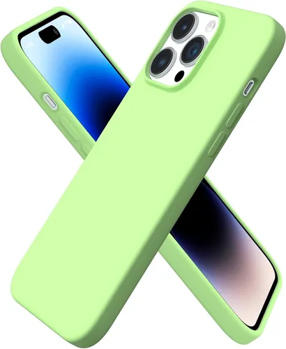 Vista 9 de ORNARTO Funda compatible con iPhone 14 Pro Max de 6.7 pulgadas, silicona líquida delgada de 3 capas con cobertura completa, funda protectora