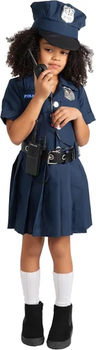 Vista 2 de Dress Up America Disfraz de policía para niña, disfraz de policía de Halloween para niños, juego de vestido, gorra y cinturón