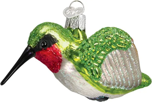 Vista 19 de Old World Christmas Adorno de cristal soplado de jilguero americano para árbol de Navidad, decoración navideña artesanal, colección de observadores