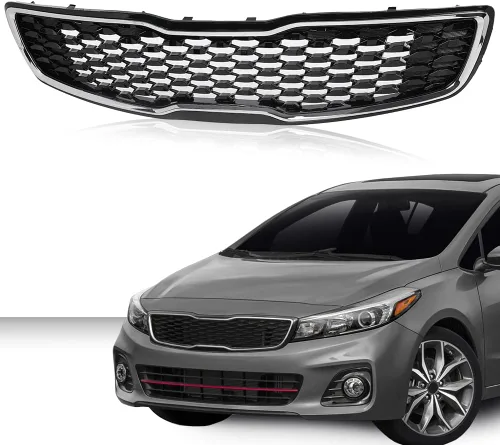Vista 2 de CROSSDESIG Rejilla de parachoques superior cromada delantera compatible con Kia Forte5 Hatchback EX LX 2017 2018